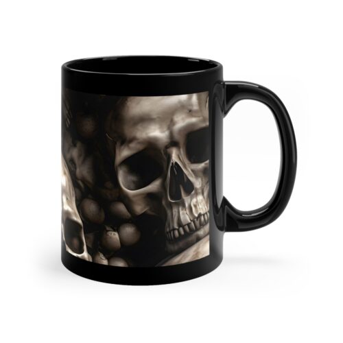 Large Metal Skulls on 10 oz Black Coffee Mug