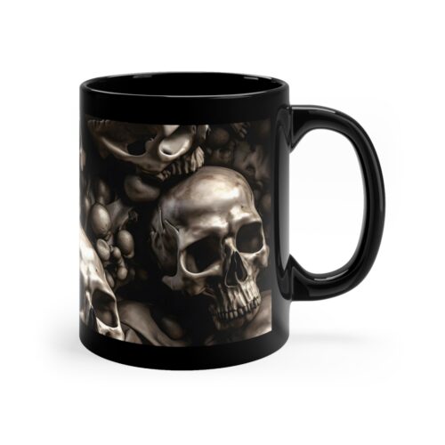 Medium Metal Skulls on 10 oz Black Coffee Mug