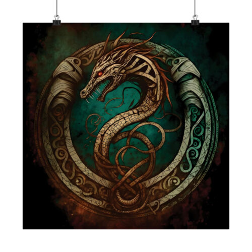Ouroboros in Green & Bronze - Matte Poster