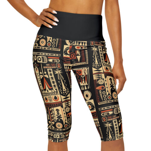 Yoga Capri Leggings (AOP) in Africa Geometrical Motif Design