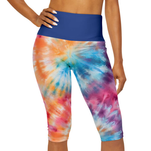 Yoga Capri Leggings (AOP) in Colorful Tie Dye Design
