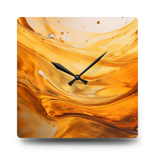 Acrylic Wall Clock - Gold Oil & Water