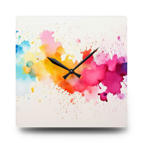 Acrylic Wall Clock - Watercolor Doodle