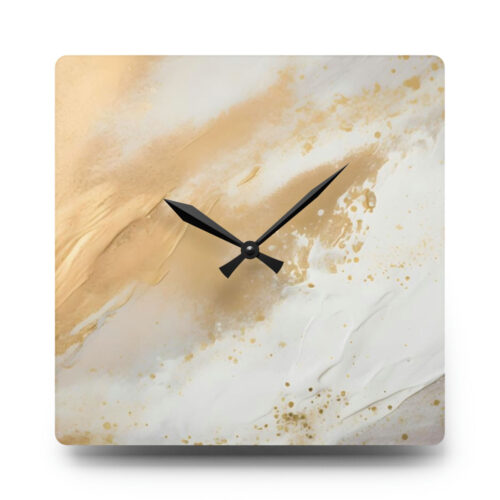Acrylic Wall Clock - White & Gold