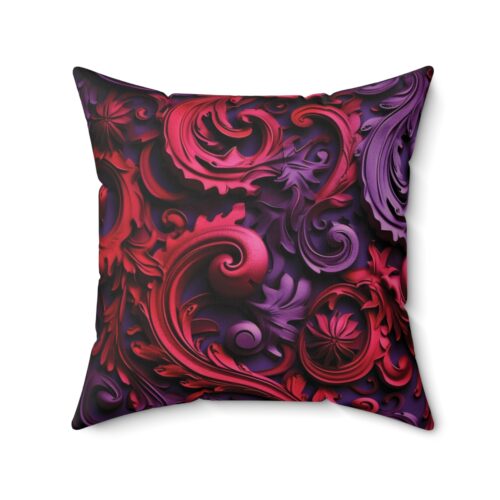 Cushion - Purple & Red Architectural Floral Motif
