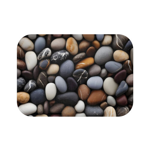 Natural Zen River Stone Bath Mat - Realistic Pebble Print