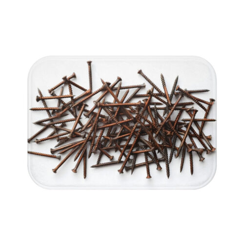 Funny Rusty Screws Prank Bath Mat – Realistic Industrial Illusion Decor