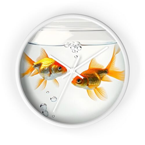 Goldfish Bowl Wall Clock — Wooden 10" Plexiglass Aquarium Design