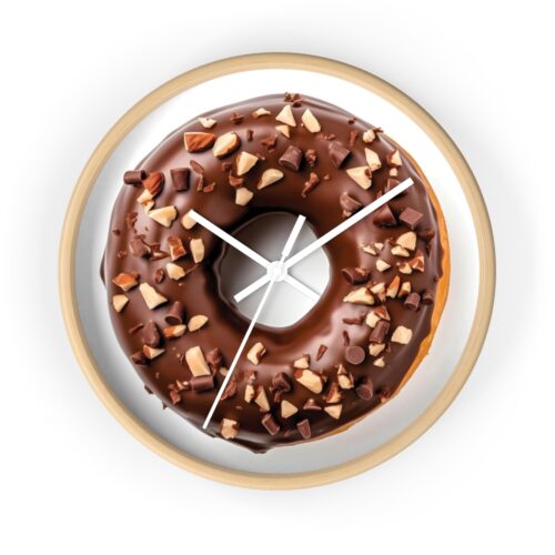 Chocolate Donut Wall Clock — Decorative Donut Clock with Chocolate Icing & Sprinkles