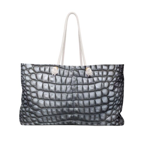 Weekender Bag - Printed Crocodile Hide in Silver