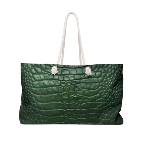 Weekender Bag - Printed Crocodile Hide in Dark Green