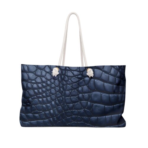 Weekender Bag - Printed Crocodile Hide in Dark Blue
