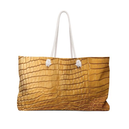 Weekender Bag - Printed Crocodile Hide in Gold