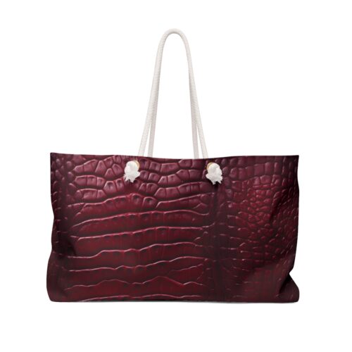 Weekender Bag - Printed Crocodile Hide in Crimson