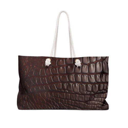 Weekender Bag - Printed  Crocodile Hide in Brown