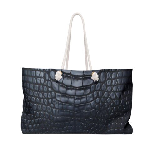 Weekender Bag - Printed Crocodile Hide in Black