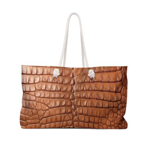 Weekender Bag - Printed Crocodile Hide in Tan