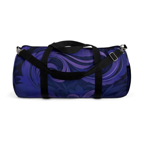 Elegant Blue Filigree Duffel Bag — Floral Travel Weekender