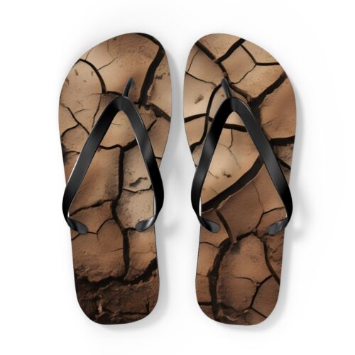 Terra Flip Flops - Earthy Cracked-Earth Design, Cushioned Summer Sandals