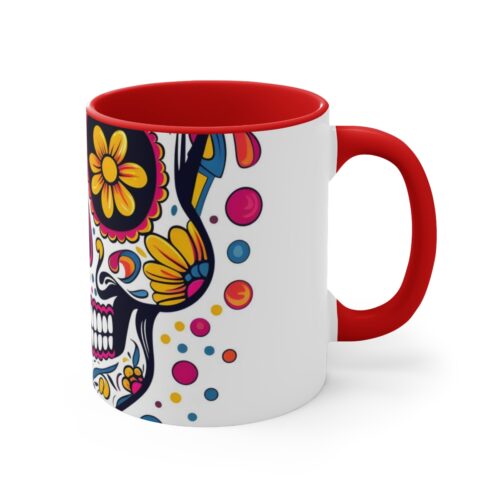 Decorated Sugar Skull Coffee Mug with Colour Accent! 11oz