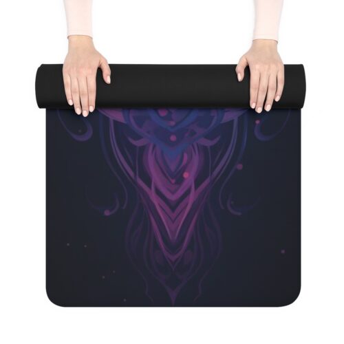 Ornamental Lotus Rubber Yoga Mat — Blue & Pink Meditation Mat