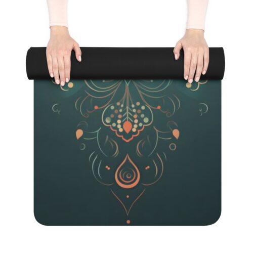 Ornamental Lotus Rubber Yoga Mat – Green & Beige Eco Yoga Mat
