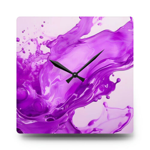 Acrylic Wall Clock - Purple Splash