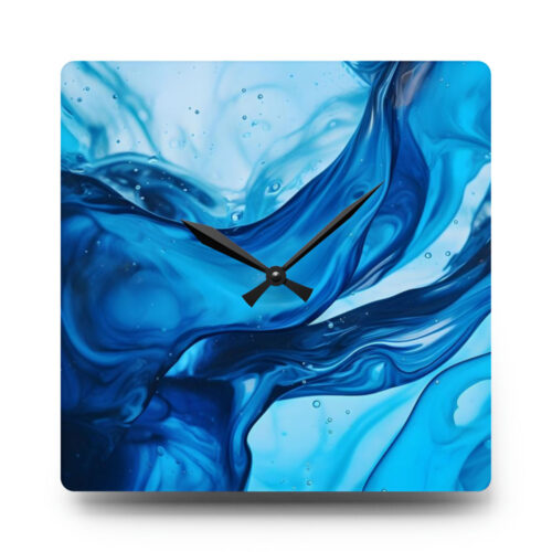 Acrylic Wall Clock - Blue Oil and Water