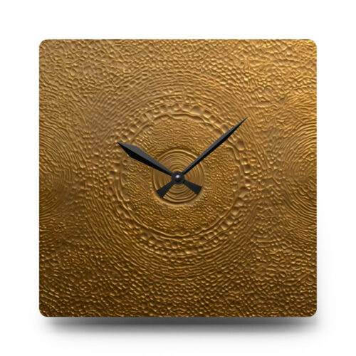 Hammered Brass Sheet Acrylic Wall Clock — Round or Square Decorative Timepiece
