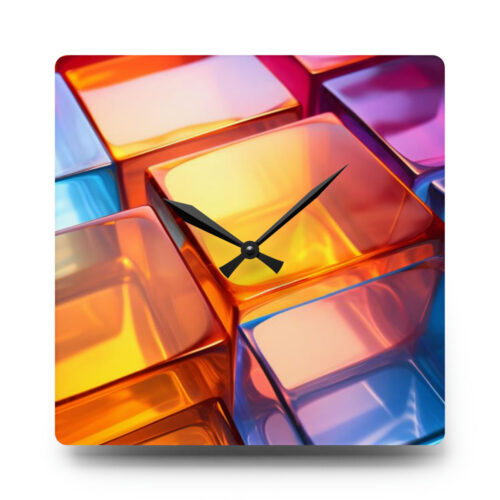 Acrylic Wall Clock - Color Cubes