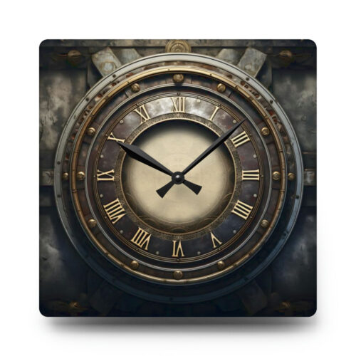 Antique Roman Numerals Acrylic Wall Clock — Vintage Roman Numeral Clock