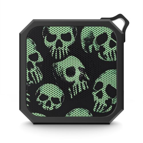 Green Skulls on Black - Outdoor Bluetooth Speaker