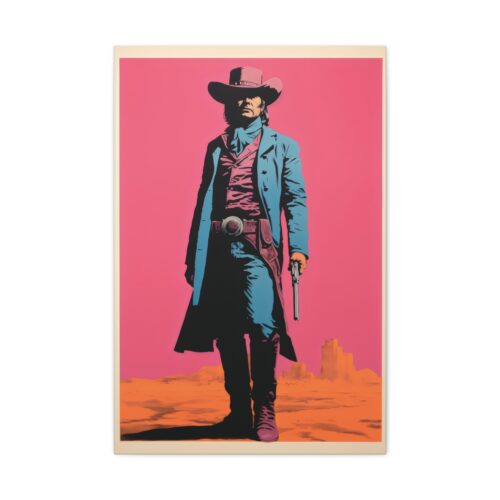 The Pink Frontier: A Pop Art Homage to the Modern Outlaw – Art Print on Matte Canvas
