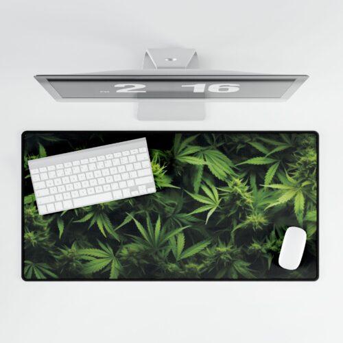 Budding Cannabis Desk Mat — Non‑Slip, Scratch‑Resistant Smooth Surface