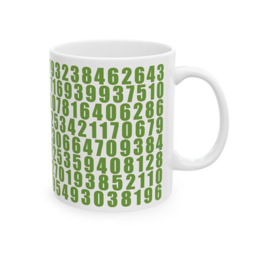 Pi to Two Hundred Decimal Places - 11 oz & 15oz Coffee Mug in Apple Green
