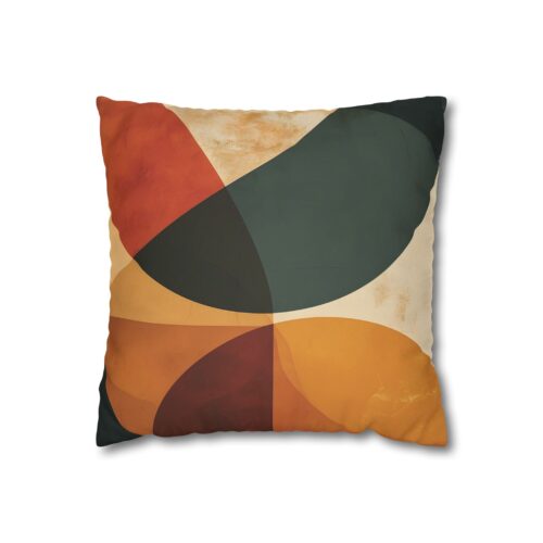 Organic Geometric Pillowcase — Rustic Forest & Terracotta Circles