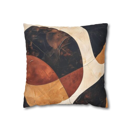 Earth Canvas Faux Suede Square Pillowcase in Espresso & Terracotta