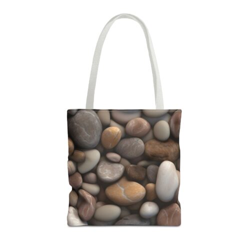 Pebble Print Tote Bag — Colorful Pebble Pattern with Striped Accent