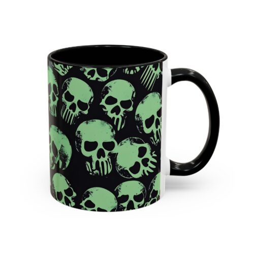 Coffee Mug - Sketchy Green Skulls 11oz
