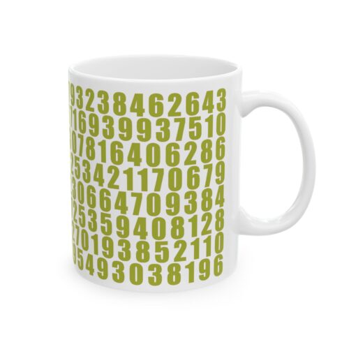 Pi to Two Hundred Decimal Places - 11 oz & 15oz Coffee Mug in Key Lime Green