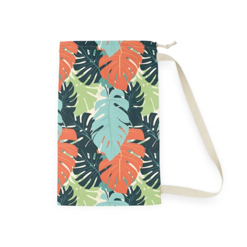 Tropical Leaf Laundry Bag - Colorful Beachy Wash Hamper