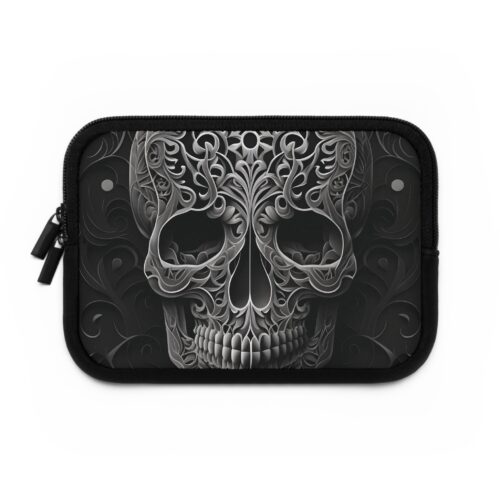 Gothic Skull Laptop Sleeve — Dark Decorative Skull Illustration