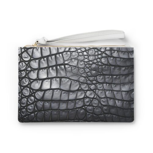 Silver Crocodile-Texture Clutch Bag