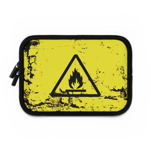 Flammable Hazard Symbol Laptop Sleeve — Bright Yellow Industrial Safety Design